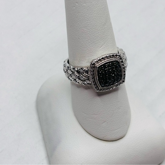 AFFINITY Vintage 925 Sterling Silver Pave Green Diamond Ring Size 8 - Picture 5 of 10